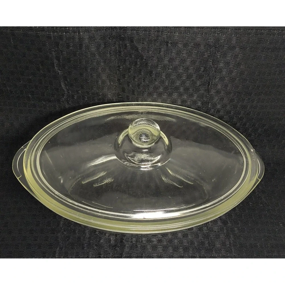 Vintage Glasbake Oval Covered Casserole Dish 225 w Lid Clear Glass USA Retro 10